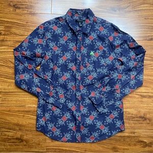 3/$25 Forever 21 Men's Blue Aztec Retro Classic Button Down Shirt Size Medium